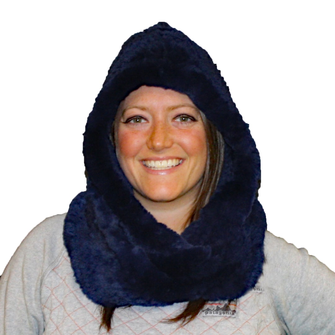 Women's Winter 2-in-1 Rabbit Fur Hat & Scarf – Real Rex Fur, Stretchy Headband & Hood Combo, Warm & Fashionable Cold Weather Accessory