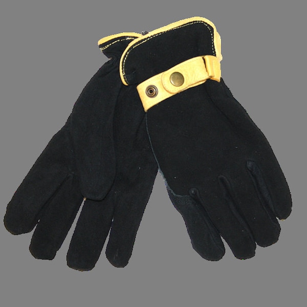 Glacier Wear Deerskin Suede Gloves - Black With Gold Trim - mts1110