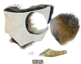 May include: A set of fur pieces for taxidermy, including a head, tail, and a piece of fur with a hole cut out. The set also includes a utility knife and two adhesive pads.