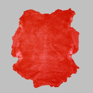 May include: A bright red leather hide with a textured surface.