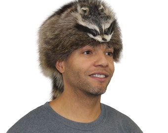 Raccoon Davy Crockett Style Fur Hat- hts1780