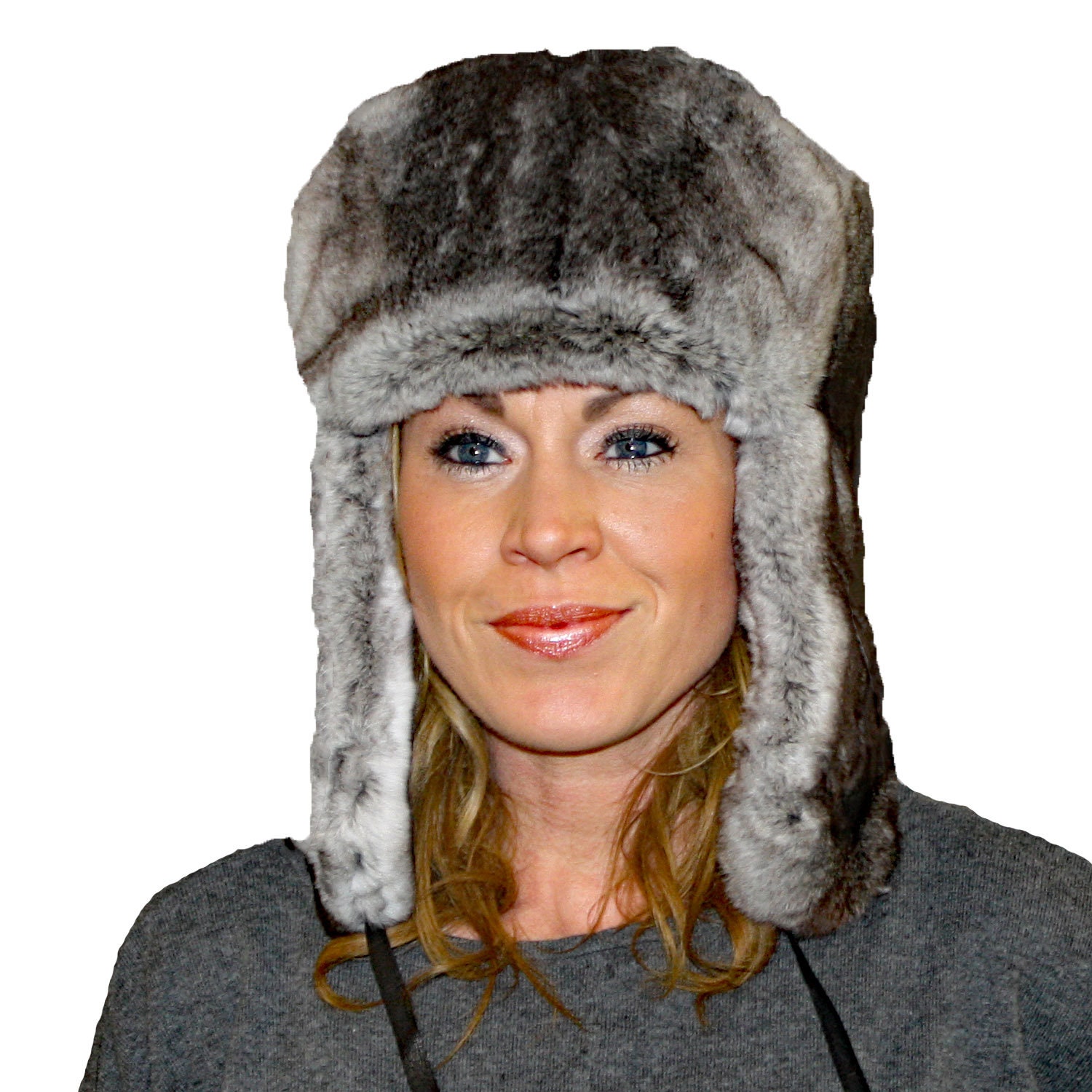 Glacier Wear Chinchilla Rex Rabbit Fur Russian Trooper Hat 