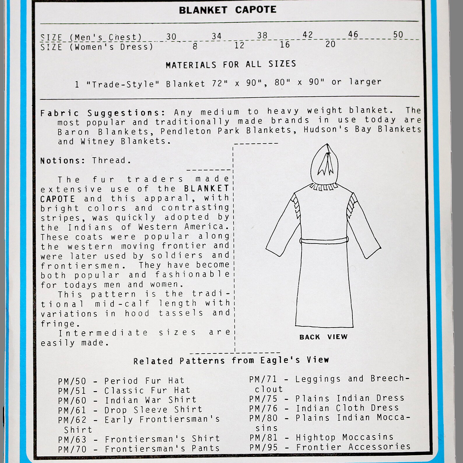 Glacier Wear Blanket Capote Patternptn100003 Etsy
