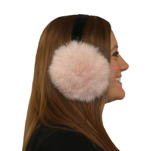 Glacier Wear Blue Fox Fur Ear Muffs- Dusty Pink mff1130