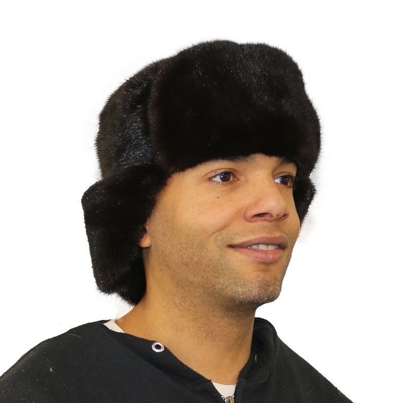 Glacier Wear Black Mink Fur Russian Trooper Hat