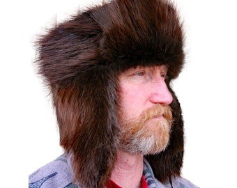 Glacier Wear Natural Beaver Fur Russian Trooper Hat-hts1000