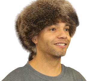 Raccoon Daniel Boone Style Fur Hat 