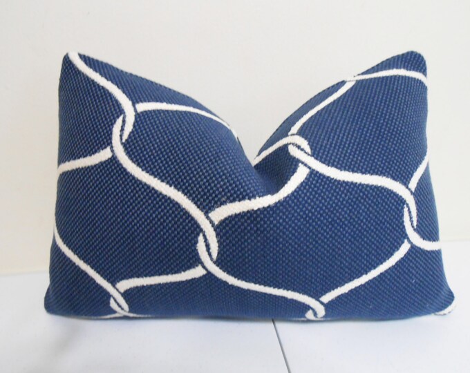 Navy Lumbar Pillow Cover Nautical Pillow Decorative Lumbar Etsy