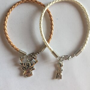 Deer/Elk/Reindeer/Fawn Braided Leather Bracelet