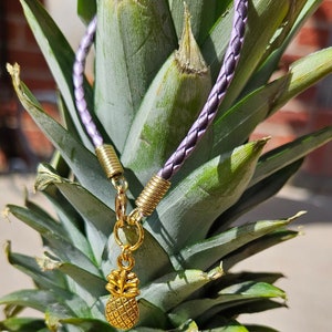 Golden Pineapple Braided Leather Bracelet
