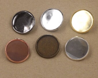 40PC Round Brooch Base Clips Broach Safety Pins Cameo Cabochon Base Settings