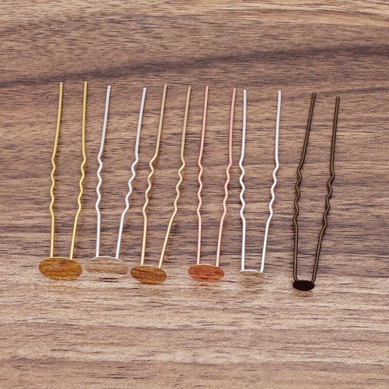 Bulk 50 pcs hair pin comb settings bezel hair accessories Brass base