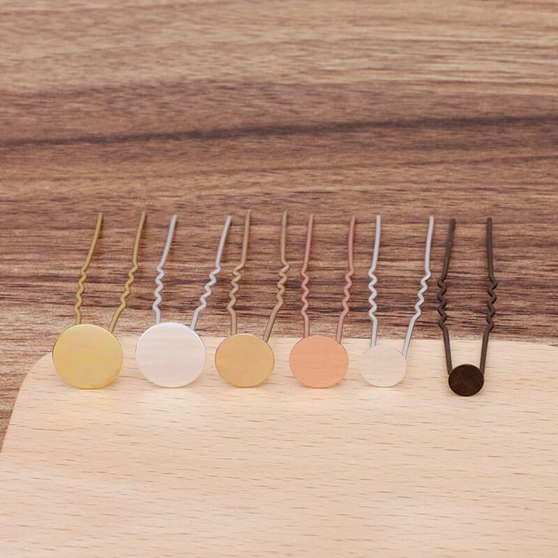 Bulk 50 pcs hair pin comb settings bezel hair accessories Brass base