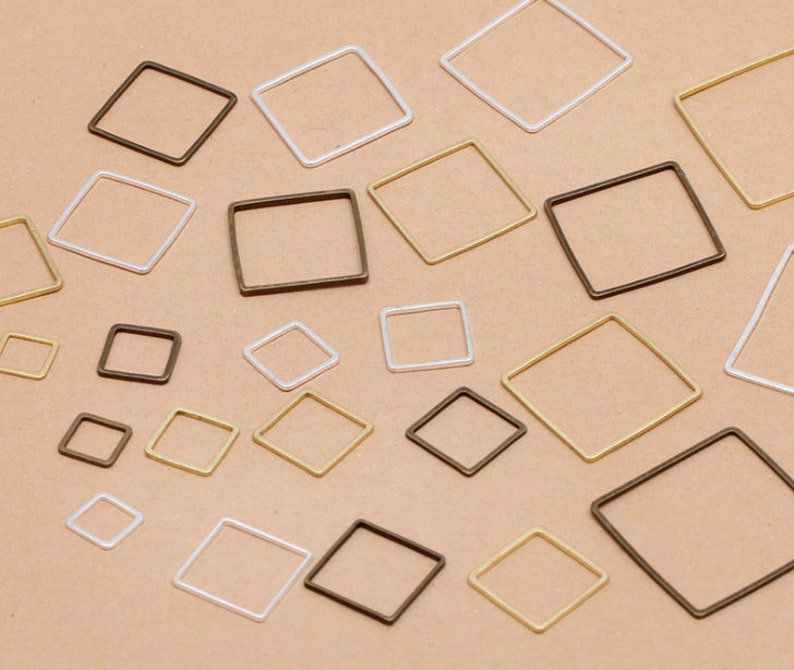 Square Connector Rings Bulk 200 Pcs Connector Ring Square Brass Base Geometric - Etsy