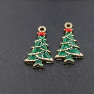 pendant charm Christmas tree  metal enamel