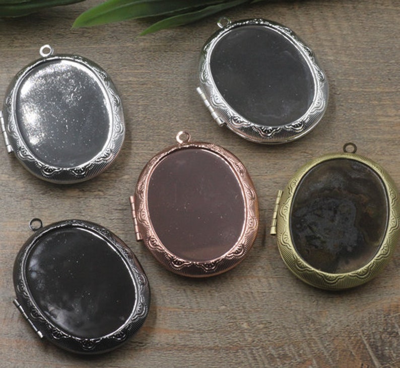 Bulk 5pcs pendants charms photo-frame oval bezel blank brass base