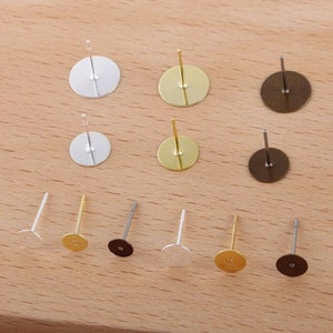 Bulk 500 pcs Stud Bezel Earring post Settings Brass base