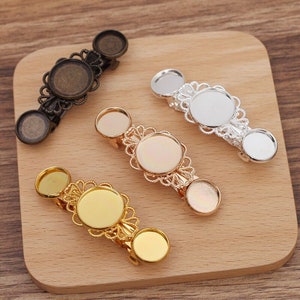 Bulk 10 pcs Hair Clips barrette  Cabochon Setting Blank Bezels Brass base