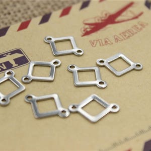 20 Stück Edelstahl Rhombus Connector Charm Anhänger Silber grau Farbe