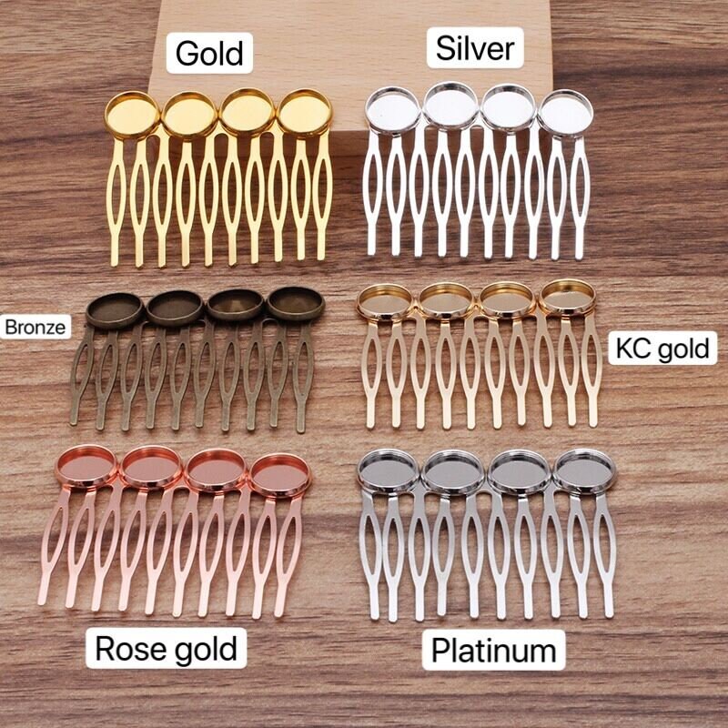 Bulk 10 pcs hair comb settings bezel hair accessories Brass base