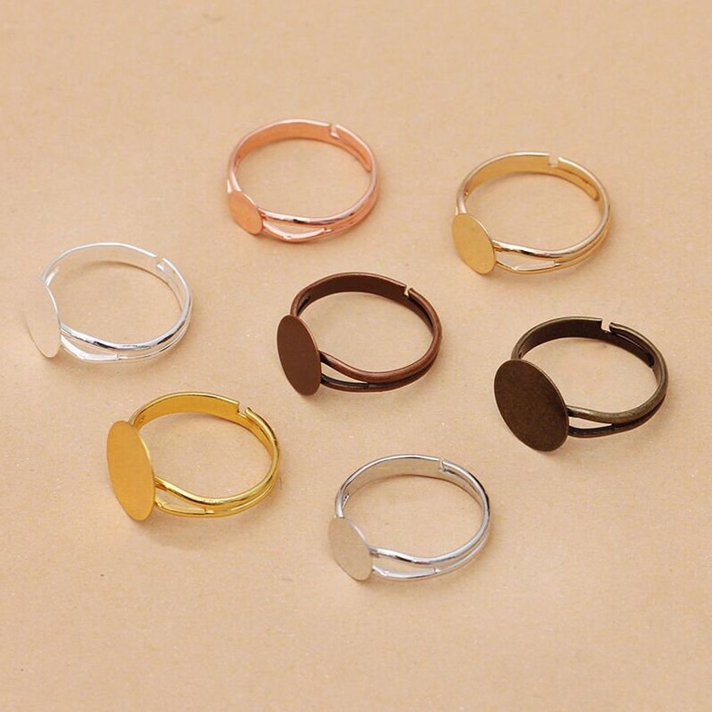 40 pcs supports de bague réglable laiton métal laiton cabochon image 1