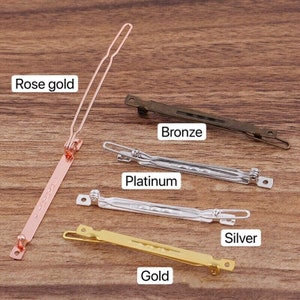 Bulk 50 pcs hair clips with spring clip blanks  brass base