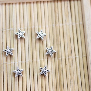 100 pcs spacer beads star metal antique silver
