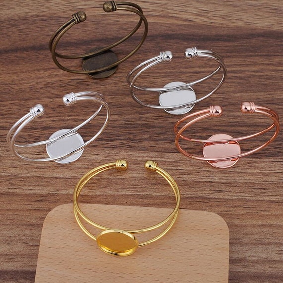 Bulk 5 pcs Bracelet Bangle Bezel Blanks