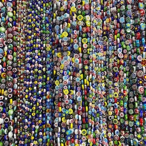 a string of 100 pcs beads glass millefiori round 4mm multicolore