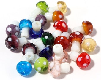 20 pcs glass beads mushroom shape hand made  lampwork