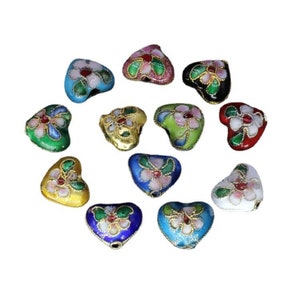 10 pcs  cloisonne beads spacer heart  colors option