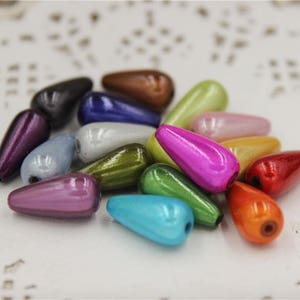 50 pcs beads acrylic magic miracle multicolor drop shape