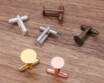 Bulk 20 pcs flat style  Cuff Link Blank Bezel Brass base