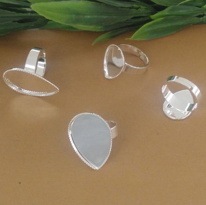 20pcs Ring Setting Blank drop Bezel Adjustable rings