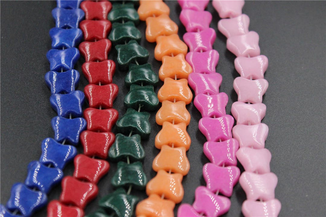 翡翠石ビーズ6個、蝶の形、6色から選択可能 - Etsy 日本
