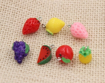 pendants charms resin fruit  strawberry lemon pineapple grape watermelon apple