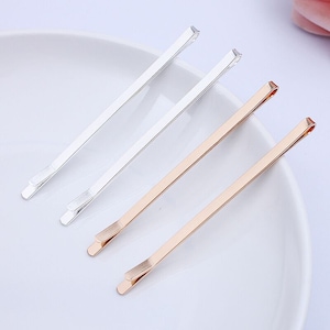 Bulk 100 pcs Hair Clips hair pin Blank simple hair clip barrette Brass base image 1