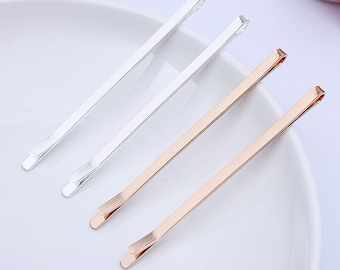 Bulk 100 pcs Hair Clips hair pin Blank simple hair clip barrette   Brass base