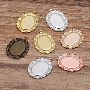 Bulk 50 pcs pendants settings oval bezel blanks Brass base image 2