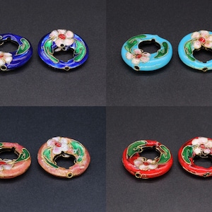 10 perline distanziatrici a ciambella cloisonné da 20 mm