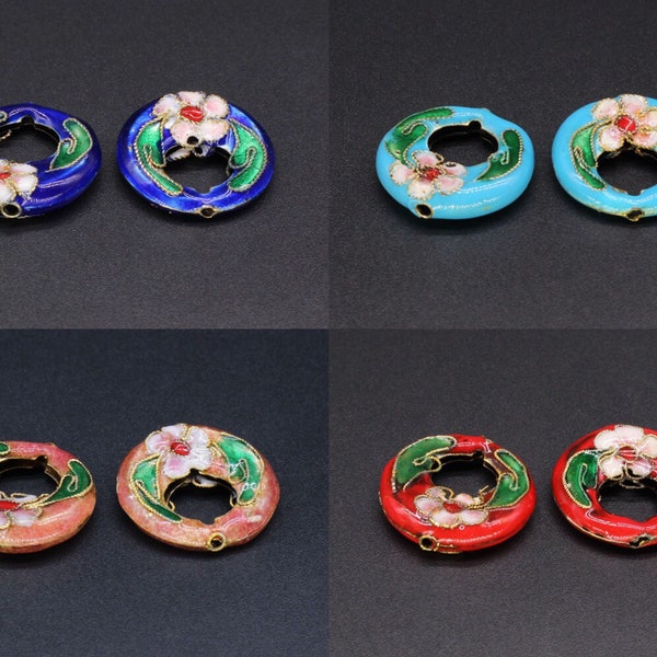 10 pcs  donut  cloisonne beads colors option