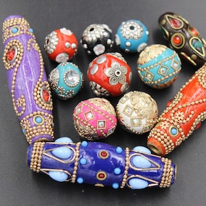 Bulk 12  pcs beads Indonesian Nepalese ethnic hand made mix