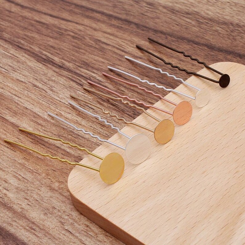 Bulk 50 pcs hair pin comb settings bezel hair accessories Brass base