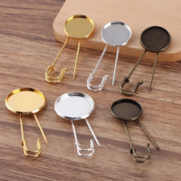 20 pcs supports  broche  pour cabochon métal  laiton