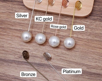 Bulk 50 sets Tie Pin, Lapel Pin Tie Tack, Bezel Blank,Back Brooch Collar Clip