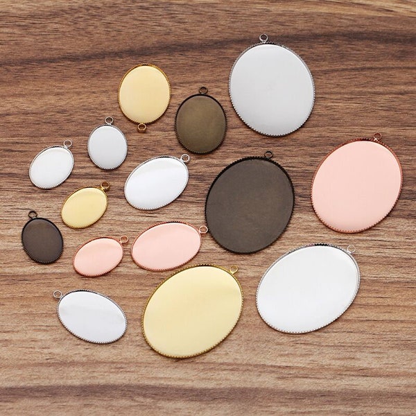 50 pcs  supports  pendentif  pour cabochon oval  métal  laiton