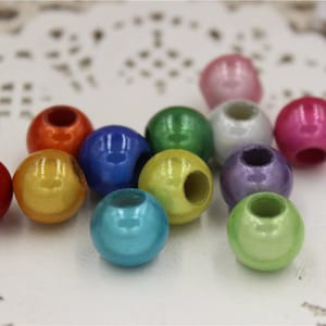 40 pcs beads acrylic magic miracle round multicolor 12mm big hole