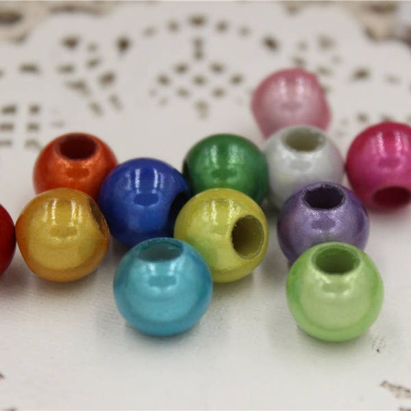 40 pcs perles en acrylique magique miracle multicolore ronde 12mm gros trou