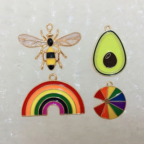 Metall-Charme-Anhänger PerE-E-Mail-Bienen Avocado Regenbogen-Fan