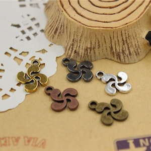 pendant antique silver plated charm Basque Lauburu Cross